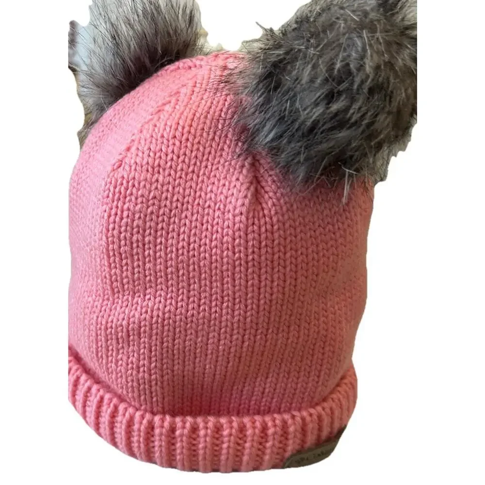 Pink Columbia Youth Snow Pom Beanie Cat Ears One Size Columbia Pink Double Pom
